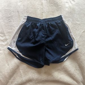 Nike Dri-Fit running shorts in navy & white